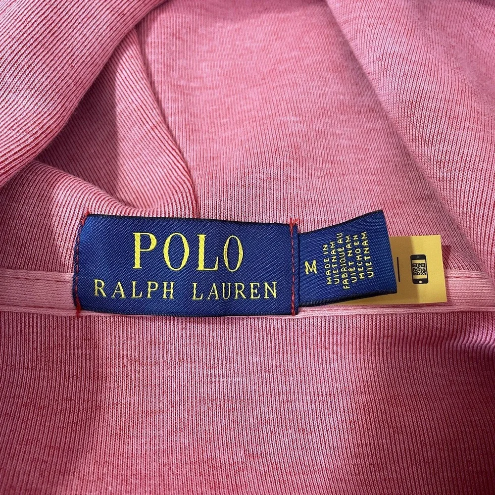 POLO RALPH LAUREN FULL ZIP HOODIE MEN SZ M PINK HOODED SWEATSHIRT JACKET‎ PONY